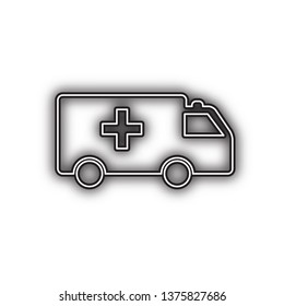 Ambulance sign illustration. Vector. Double contour black icon with soft shadow at white background. Isolated.
