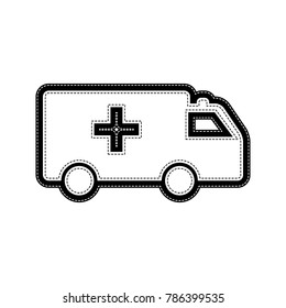 Ambulance sign illustration. Vector. Flat style black icon on white.