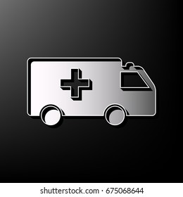 Ambulance sign illustration. Vector. Gray 3d printed icon on black background.