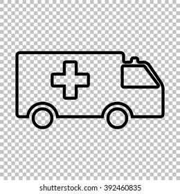 Ambulance sign. Line icon on transparent background