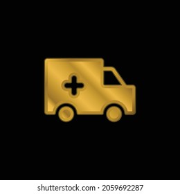 Ambulance Silhouette gold plated metalic icon or logo vector