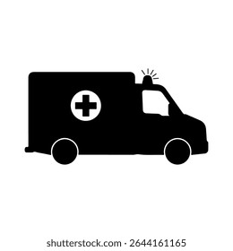 Ambulance silhouette icon vector flat design on white background