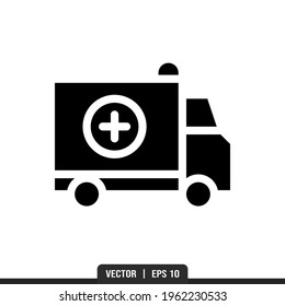 Ambulance Silhouette icon vector, illustration logo template in trendy style. Suitable for many purposes.