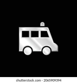 Ambulance silver plated metallic icon