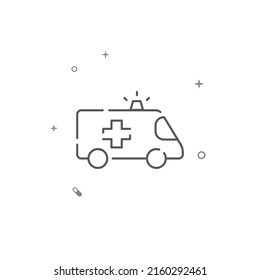 Icono de línea vector simple de ambulancia. Símbolo, pictograma, signo aislado en fondo blanco. Trazo editable. Ajustar el peso de la línea.