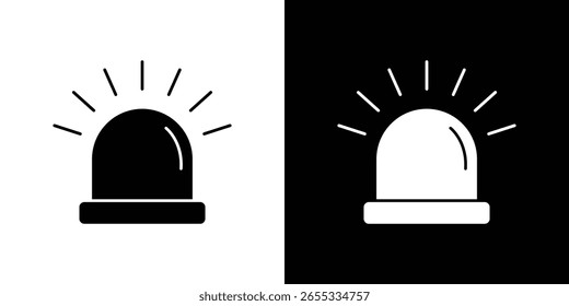 Krankenwagen-Sirenen-Symbol in flacher Version auf schwarz-weißem Hintergrund