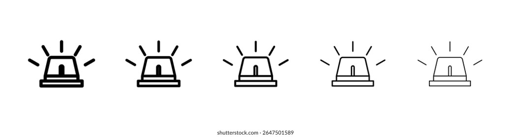 Ambulance siren icon graphic set. trendy stroke line style