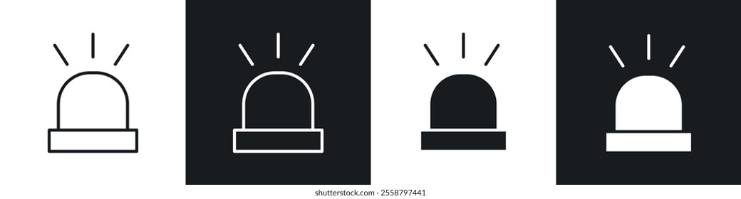 Ambulance siren icon vector collection in black and white.