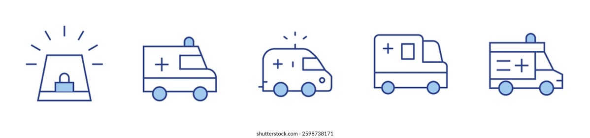 ambulance, siren. Ambulance Icon vector illustration. Line Duotone style. Editable stroke.