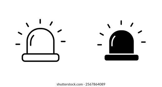 Ambulance siren icons collection in Filled flat and thin line style.