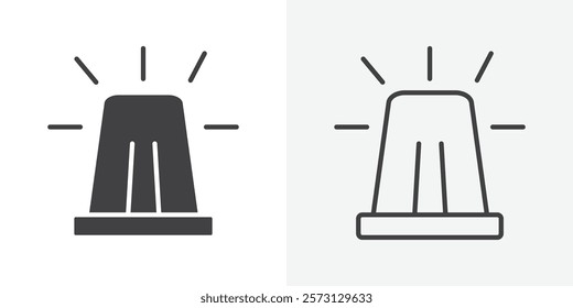 Ambulance siren icons. flat and line style set