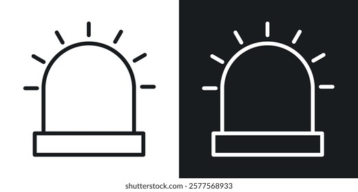 Ambulance siren icons in thin black and white stroke liner style