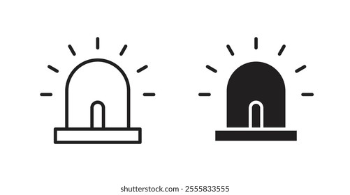 Ambulance siren outlined and solid icon vector collection.