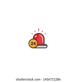 ambulance siren ready 24 hour color line icon