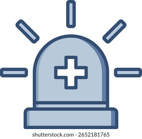 Krankenwagen Sirenen Vektorsymbol mit transparentem Hintergrund. Änderbares blaues Farbdesign.
