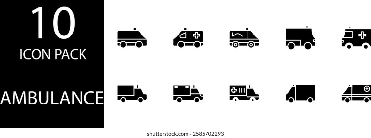 ambulance solid Editable Icons set, Clean and proportional ambulance solid icon, ideal for healthcare apps and hospital navigation systems.