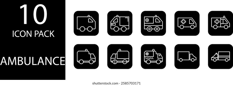 ambulance solid Editable Icons set, Eye-catching and professional solid ambulance icon design, suitable for various creative projects.