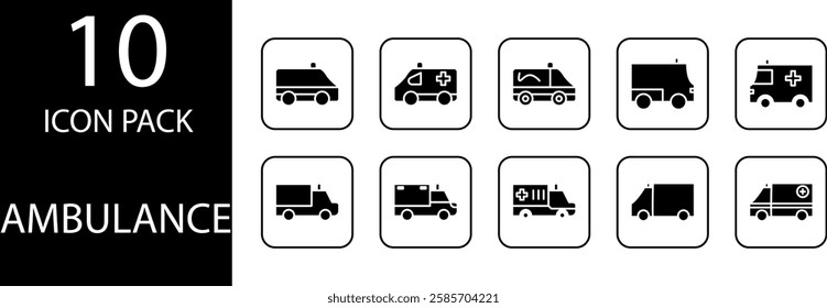 ambulance solid Editable Icons set, Solid health themed icons with perfect proportions, providing an attractive visual appearance.