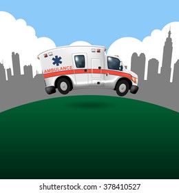 ambulance speeding ,vector cartoon