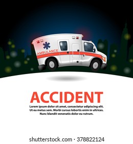 ambulance speeding ,vector cartoon