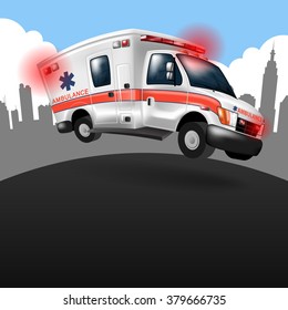 ambulance speeding ,vector cartoon