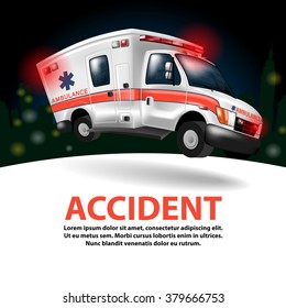 ambulance speeding ,vector cartoon
