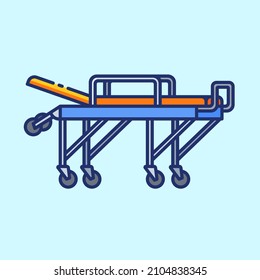 Ambulance stretcher colored icon in flat style. Collection of stylish icons on the theme of medical tools, drugs and healthcare diagnostics. Vector flat illustrations on deep blue background.