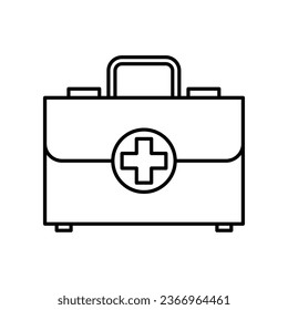 Ambulance suitcase icon. First aid kit, medical case bag, medicine box with cross emergency symbol. clinic equipment for rescue diagnostic. Vector illustration design.