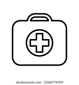 Icono de maleta de ambulancia. Kit de primeros auxilios, bolsa para el estuche médico, caja de medicinas con símbolo de emergencia cruzada. equipo clínico para diagnóstico de rescate. Diseño de ilustración vectorial.