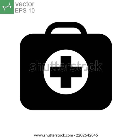 ambulance suitcase icon, line. First aid kit, medical case bag, medicine box with cross emergency symbol. clinic equipment for rescue diagnostic Vector illustration. Design on white background. EPS 10