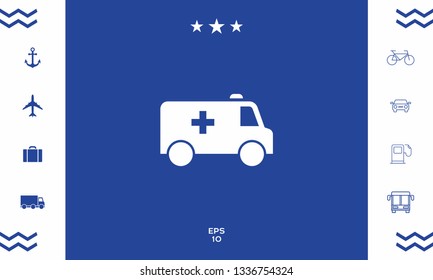 Ambulance symbol icon. Graphic elements for your design