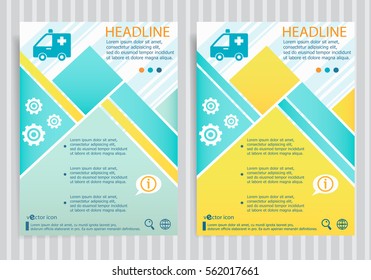 Ambulance symbol on vector brochure flyer design layout template. Business modern template