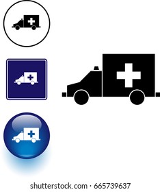 ambulance symbol sign and button