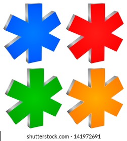 Ambulance symbols - Blue, Green, Red, Orange