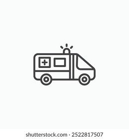 Ambulance thin liner icon isolated