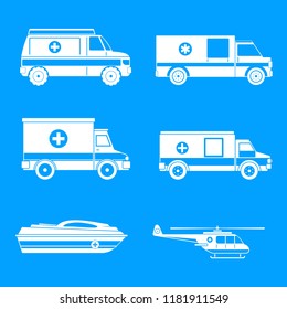 Ambulance transport icons set. Simple illustration of 6 ambulance transport vector icons for web