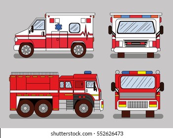 Ambulance. transport, rescue, fire car vector art