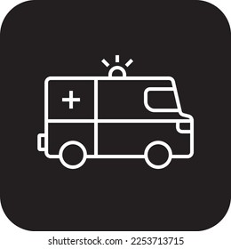 Ambulance Transportation icon with black filled line style. Vehicle, symbol, transport, line, outline, station, travel, automobile, editable, pictogram, isolated, flat. Vector illustration