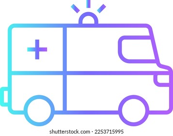 Ambulance Transportation icon with blue gradient outline style. Vehicle, symbol, transport, line, outline, station, travel, automobile, editable, pictogram, isolated, flat. Vector illustration