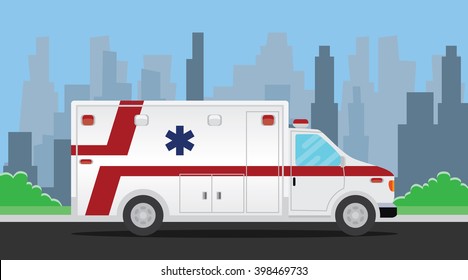 Ambulance Transportation Vehicle On The Road