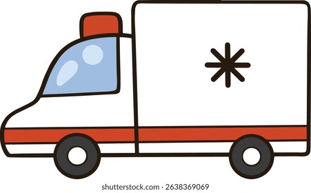 Ambulance truck cartoon on transparent background