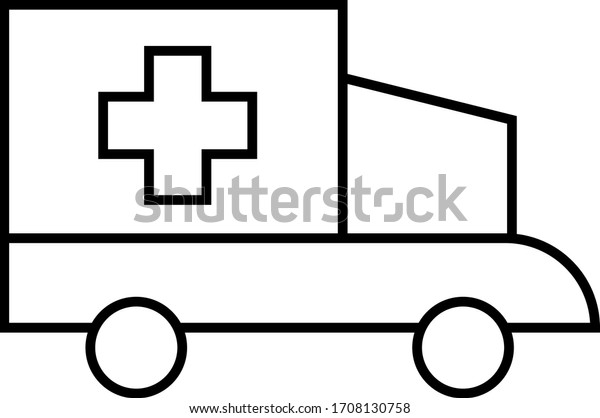 Ambulance truck emergency car icon design. line\
art medical vehicle.