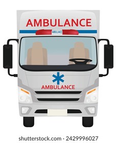 Vista frontal del camión de ambulancia. ilustración vectorial