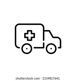 Ambulance truck. Healthcare emergency service. Pixel perfect, editable stroke line icon