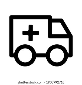 Ambulance Truck Icon, Icon For Mobile Concept And Web Design. Medical Delivery Truck Outline Vector Icon. Symbol, Logo Illustration. Vector Graphics