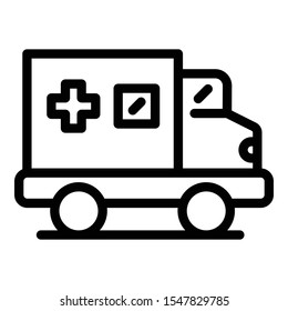 Ambulance truck icon. Outline ambulance truck vector icon for web design isolated on white background