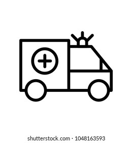 Ambulance truck icon vector, filled flat sign, solid pictogram isolated on white. Symbol, logo illustration. Pixel perfect