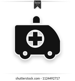 Ambulance truck icon vector, filled flat sign, solid pictogram isolated on white. Symbol, logo illustration. Pixel perfect
