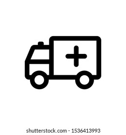 Ambulance truck icon vector, filled flat sign, solid pictogram isolated on white. Symbol, logo illustration. Pixel perfect