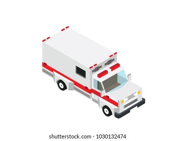 Ambulance truck in Isometric left view